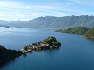 Lugu Lake at borderline of Yunnan and Sichuan,SW China