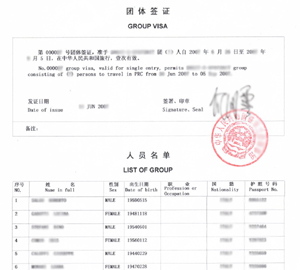 Chinese Group Visa