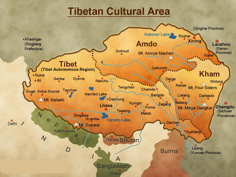 Map of Tibet - Kham - Amdo